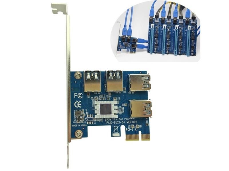 4 Slots PCI-E 1 To 4 PCI Express 16X Slot External Riser Card Adapter Board Carousel 1