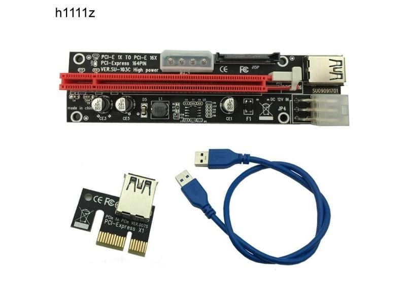 NEW 4pin 6pin SATA Power Supply PCI-Express Riser Card 60cm USB 3.0 Data Cable Carousel 1