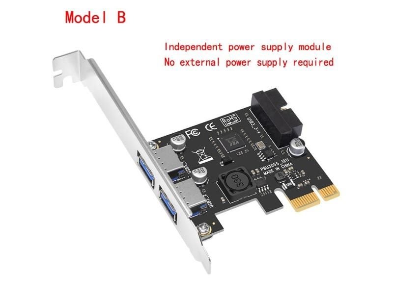 New USB 3.0 PCI-E Expansion Card Adapter External 2 Port USB3.0 Hub Internal Carousel 1