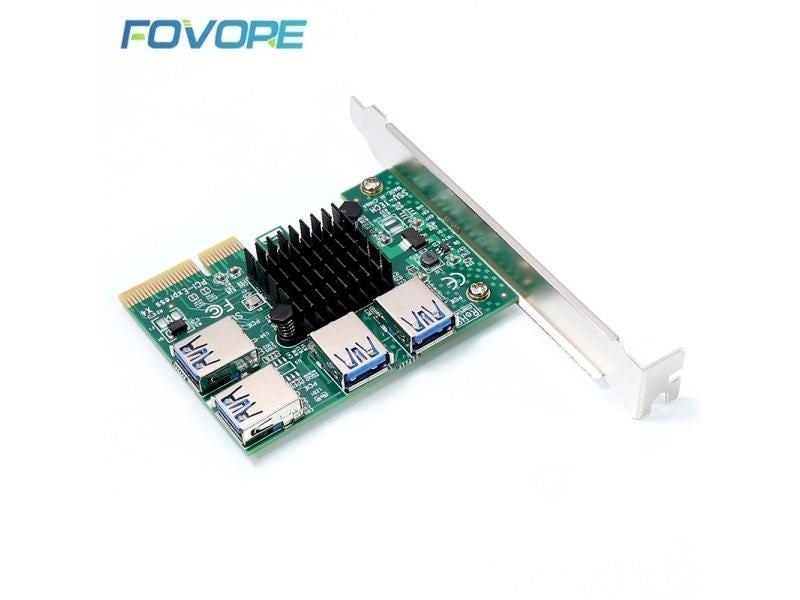 PCI E 1 To 4 PCI E Adapter PCIe 1x To 16x Slot USB 3.0 Mining Special Riser Carousel 1