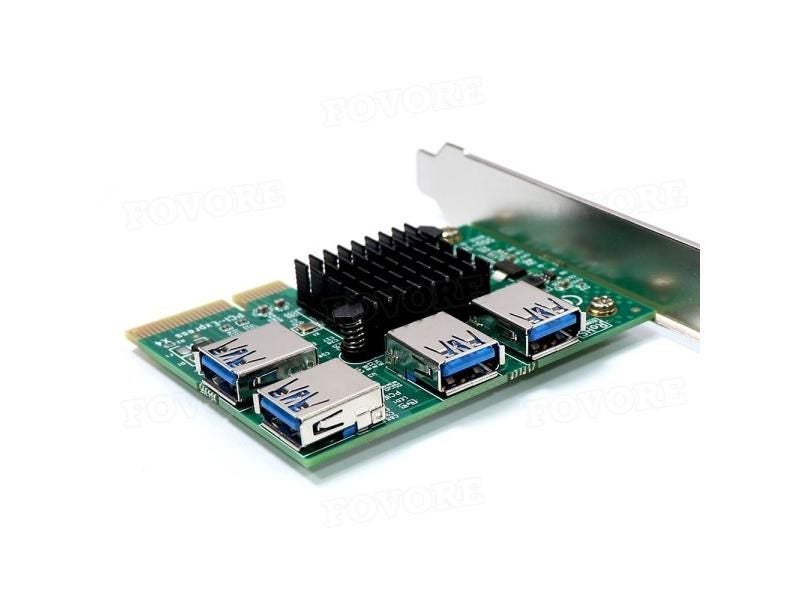 PCIe 1 To 4 Adapter With USB 3.0 For BTC Miner Mining Carousel 1