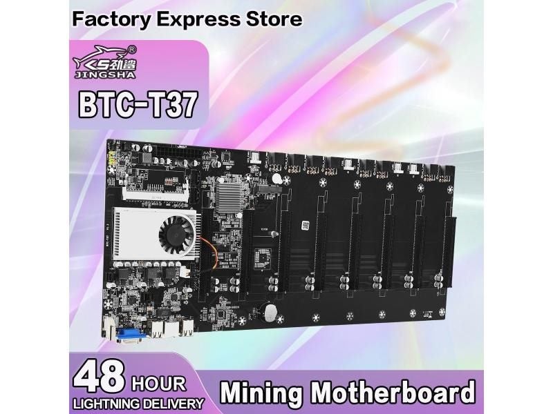 BTC-T37 Mining Motherboard With CPU And FAN Set 8 GPU Slots Support DDR3 Memory Carousel 1