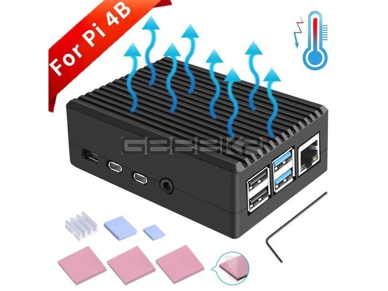 GeeekPi Black / Dark Gray Metal Case Enclosure Cover Shell With Heat Sinks For Carousel 1