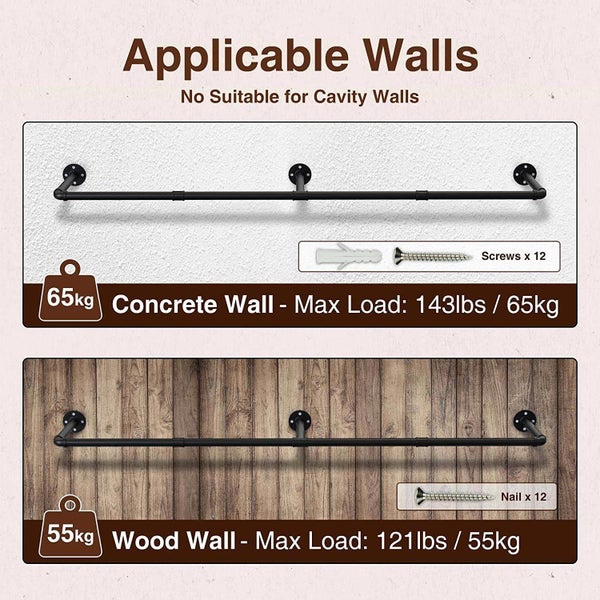 Industrial Pipe Wall Mounted Garment Rack Carousel 7