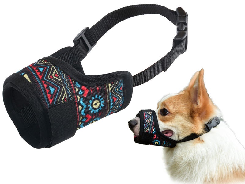 Pet Dog Muzzle Prevent Dog Biting Barking Chewing Black Large Size Carousel 1