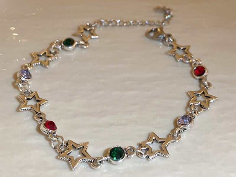 Colorful Gemstone Star Bracelets White Gold Plated Platinum CZ Bracelet Carousel 1