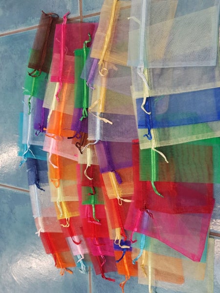 Bulk Lot 50 Organza Bags, mixed coloured, approx 10x12cm Carousel 1