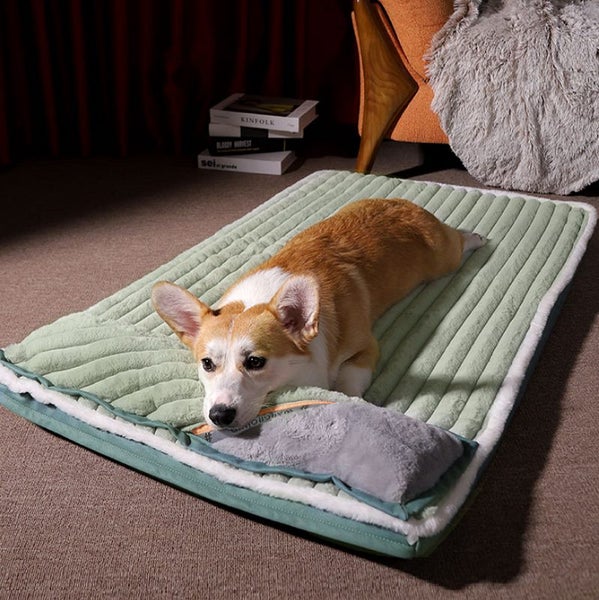 Size 67x47x4.5CM Plush and Velvet Waves Perfect Comfort Sofa-Style Dog Bed Green Carousel 2