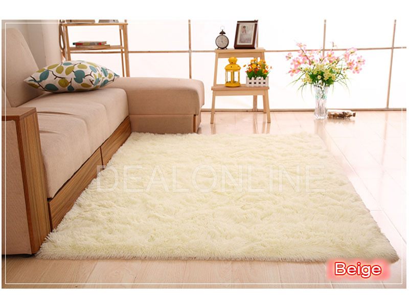 Beige Ultra Soft Area Rugs Fluffy Carpets Bedroom Kids Shaggy Floor Nursery Mats Carousel 1