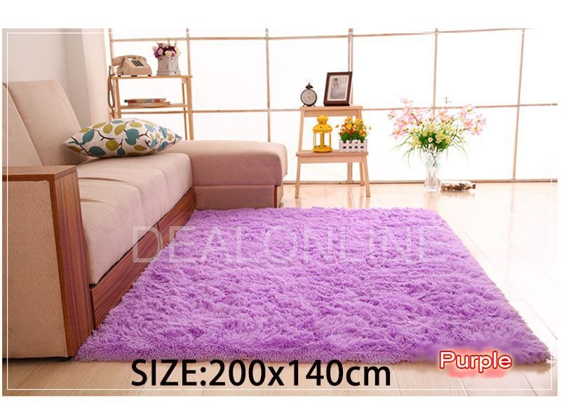 PURPLE Ultra Soft Area Rugs Fluffy Carpets Bedroom Kids Shaggy Floor Nursery Mat Carousel 2