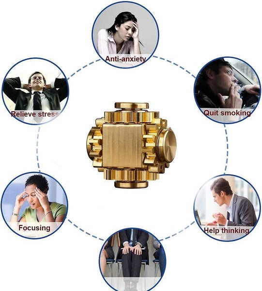 Pure Brass Cube Gears Linkage Anti-anxiety Fidget Spinner Toy,metal Diy Edc Medi Carousel 4