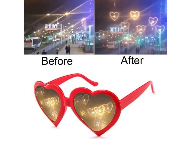 Love Heart Shaped Glasses Party Rave Light Show Fireworks Refraction Change To Carousel 2