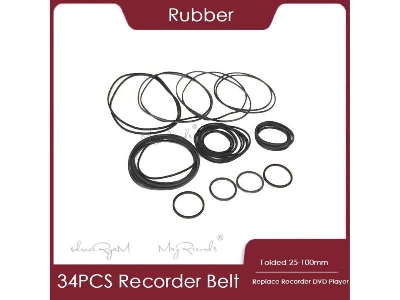 1 Pack 34Pcs Rubber Belt For DVD Player Repeater Walkman CD DVD Drive 25 100mm Carousel 2