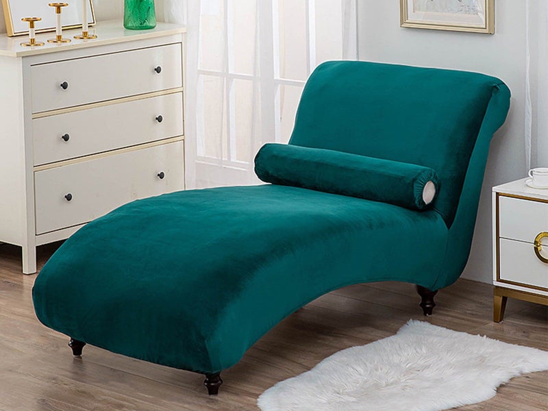 Chaise Lounge Cover Stretch Slipcover Armless Lounge Cover Sofa Cover Green Carousel 2