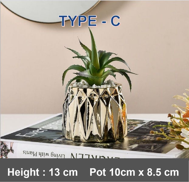 Brand New Artificial Plants Succulent Decor Golden Ceramic Pot *Sale NOW* Carousel 1