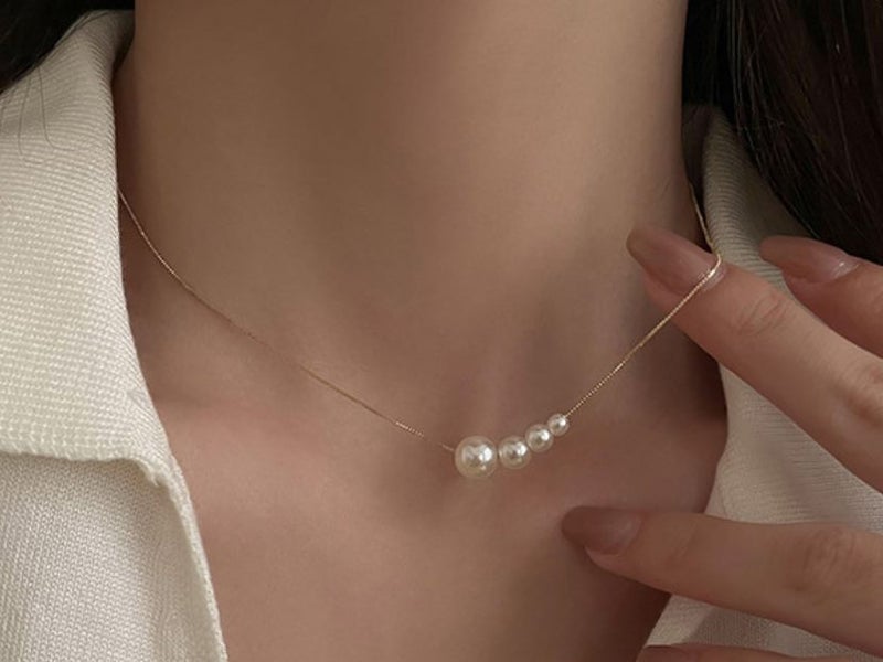 Necklace Simple Design Pearls Yellow Gold Plated Necklace Carousel 1