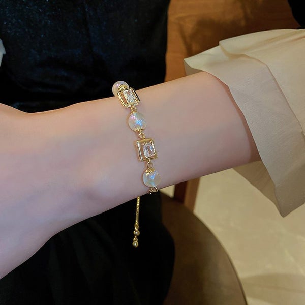 Bracelet Colorful Pearls Cubic Zirconia 18K Yellow Gold Plated Bracelet Carousel 3