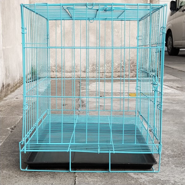 Pet Cage - 60cm Wide Collapsible Metal CAT Cage Blue Carousel 5