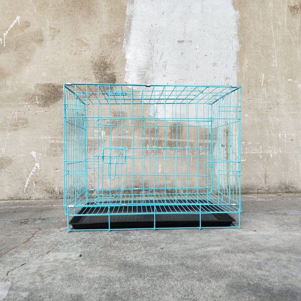 Pet Cage - 60cm Wide Collapsible Metal CAT Cage Blue Carousel 2