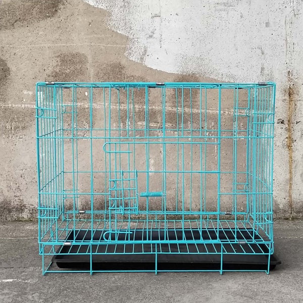 Pet Cage - 50CM Wide Collapsible Metal Pet Cage BLUE Carousel 1