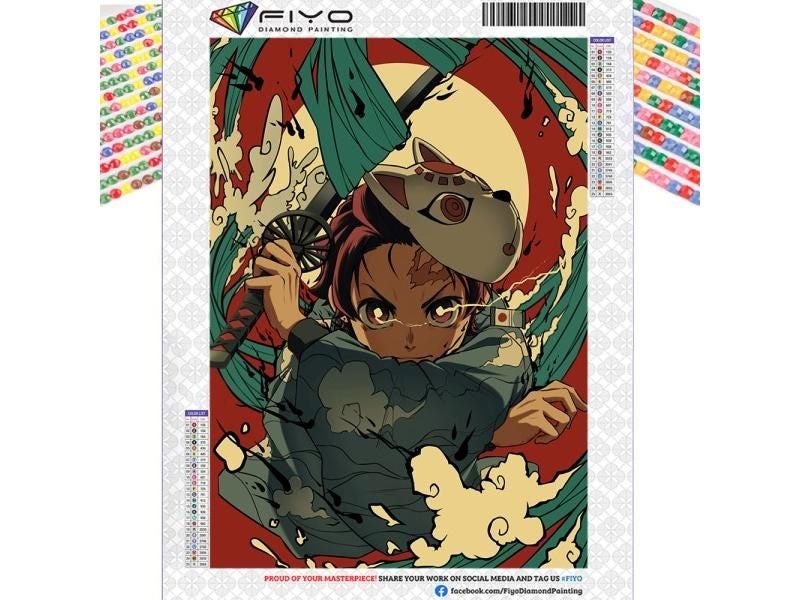 Diamond Painting Anime Demon Slayer Rhinestone Full Art Mosaic Kit Home Decor Carousel 1