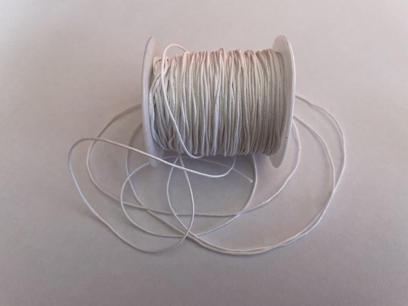 90 metre roll WHITE WAXED COTTON CORD 1mm Carousel 1