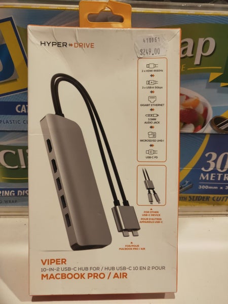 HyperDrive Viper 10-in-2 USB-C Hub w/ Dual Display for Mac/PC Silver Carousel 1