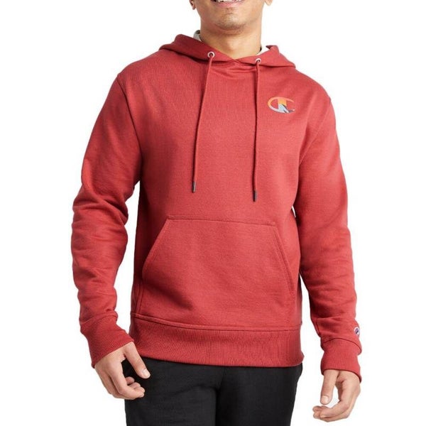 Mens Champion Powerblend Redwood Red Graphic Hoodie Carousel 1