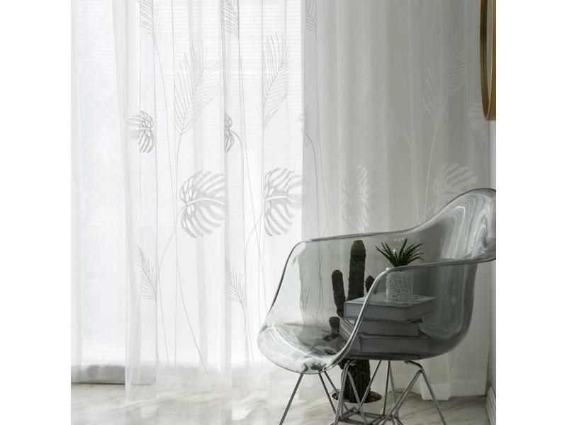 Modern Embroidered Tulle Window Curtains For Living Room Bedroom Leaf Sheer Carousel 2