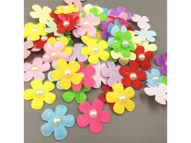 DIY 200pcs 26mm Pearl Cloth Flower Crafts For Scrapbooking Carousel 1