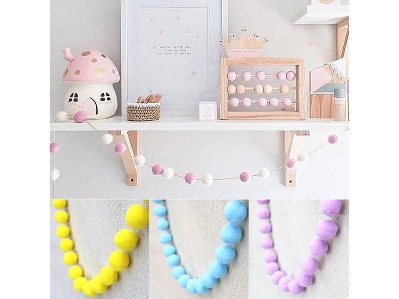 2.5cm Hair Balls String Hanging Pendant For Home Felt Manual Birthday Christmas Carousel 2