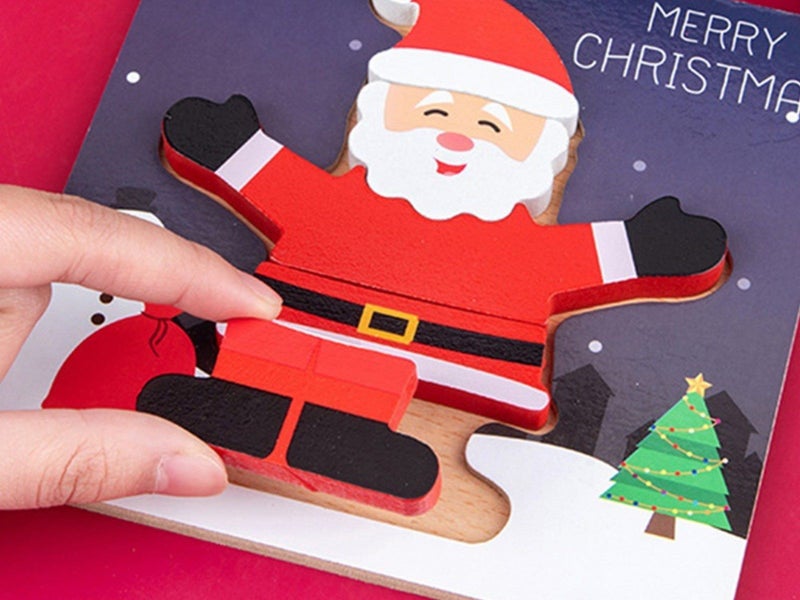 2Pcs Christmas Tree Santa Claus Puzzle Toys Kids Toddlers Early Education Toy Carousel 4