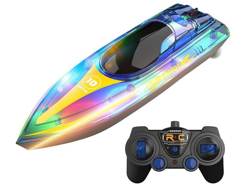 Kids RC Remote Control Boat Toy 2.4GHz Speed Racing Ship Toy with LED Light Carousel 2