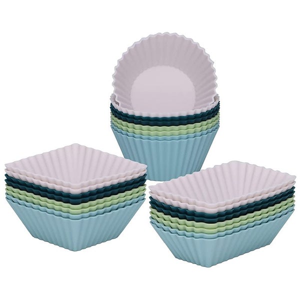 24Pack Reusable 3 Shapes Silicone Cupcake/Muffin Liners Molds Carousel 1