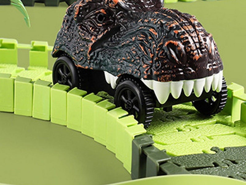 Set of 105Pcs Kids Dinosaur Theme Car Track Toys Set Car Race Toy Carousel 5