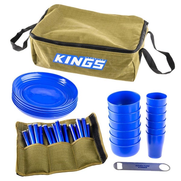 Adventure Kings 37 Piece BBQ Picnic Set Camping + Clear Top Canvas Bag Storage Carousel 2