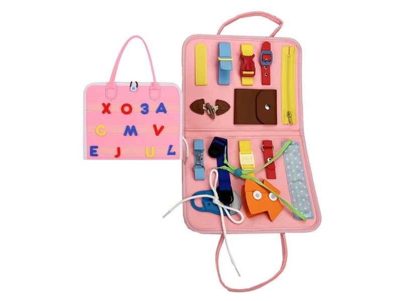 Montessori Busy Board Felt Toddler Sensory Board Toddler Educational Toy Pink Carousel 2