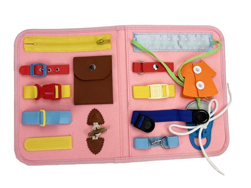 Montessori Busy Board Felt Toddler Sensory Board Toddler Educational Toy Pink Carousel 6