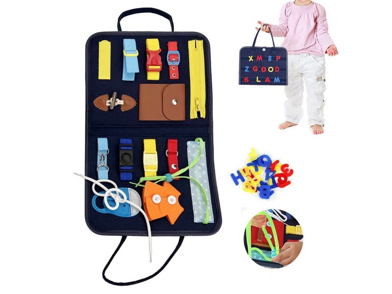 Montessori Busy Board Felt Toddler Sensory Board Toddler Educational Toy Navy Carousel 1