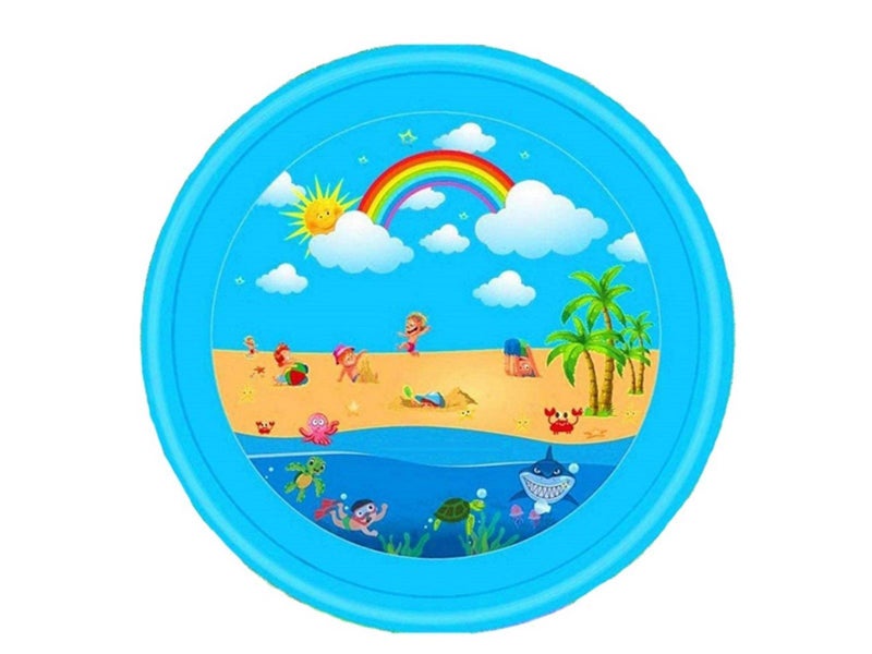 170cm Kids Summer Water Spray Pad Sprinkle Splash Playing Mat Beach Pattern Carousel 3