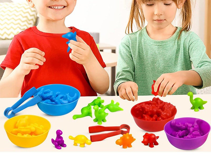 Kids Counting Dinosaur Toys Set Color Sorting Matching Game STEM Educational Toy Carousel 2