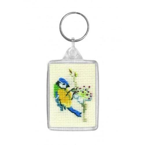 Textile Heritage Cross Stitch Kit Key Ring - Bluetit Carousel 1