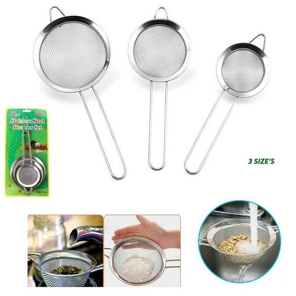 3pc Stainless Steel Sieve 5cm 7cm 8cm Stainless Steel Strainers Carousel 1