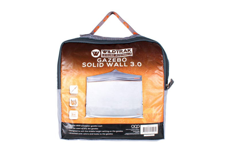 Wildtrak Solid Wall 3.0 Cover Accessory w Zipper For Camping 3m Gazebo Grey Carousel 2