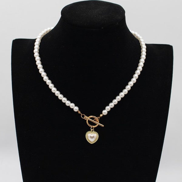 New Vintage Heart Butterfly Pendant Female Women Fashion Pearl Choker Carousel 5