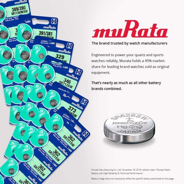 MURATA (SONY) 5pcs 1.55V 377 / SR626SW / AG4 Watch Button Silver Oxide Battery63002970973058111