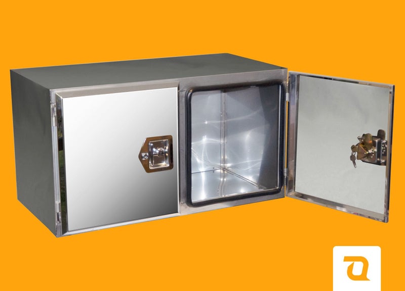 TransQuip Stainless Truck Toolbox, side doors, matt body, polished lid, 900mm Carousel 2