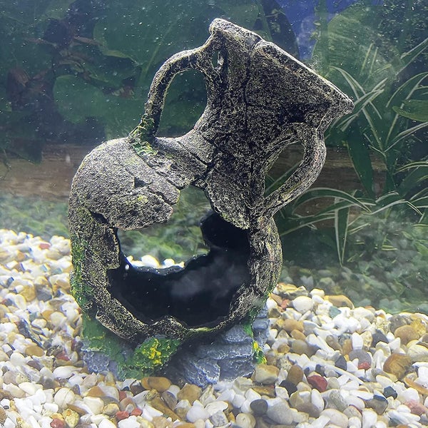 Large 21cm Tall Aztec Egyptian Broken Vase Urn Chalis Artificial Polyresin Aquar Carousel 5