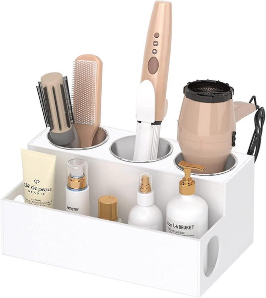 Hair Dryer Holder Hair Tools Organizer, White Acrylic Hair Dryer And Styling Rac Carousel 1