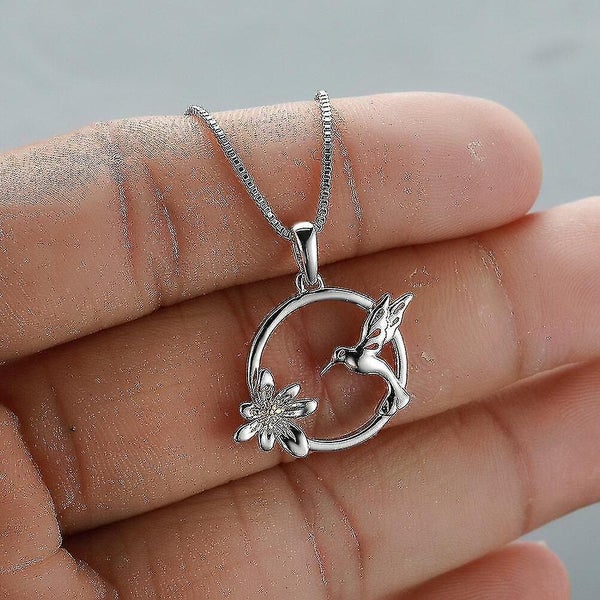 Hummingbird Flower Necklace 14k White Gold Plated Women Jewellery Carousel 5